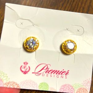 Gold tone charms earrings with crystals